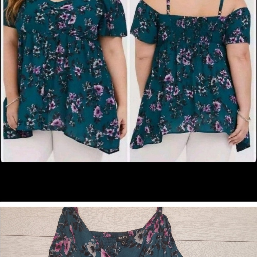 Cold Shoulder Smocked Blouse - Picture 2 of 16